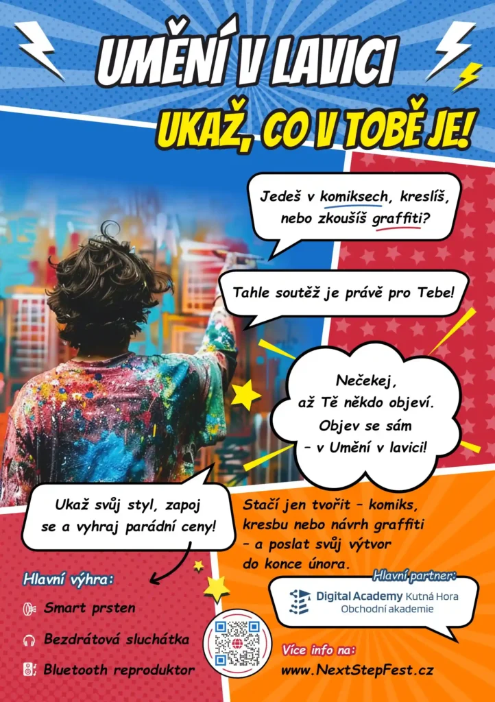Výtvarná soutěž Next Step Fest 2026, plakát první strana
